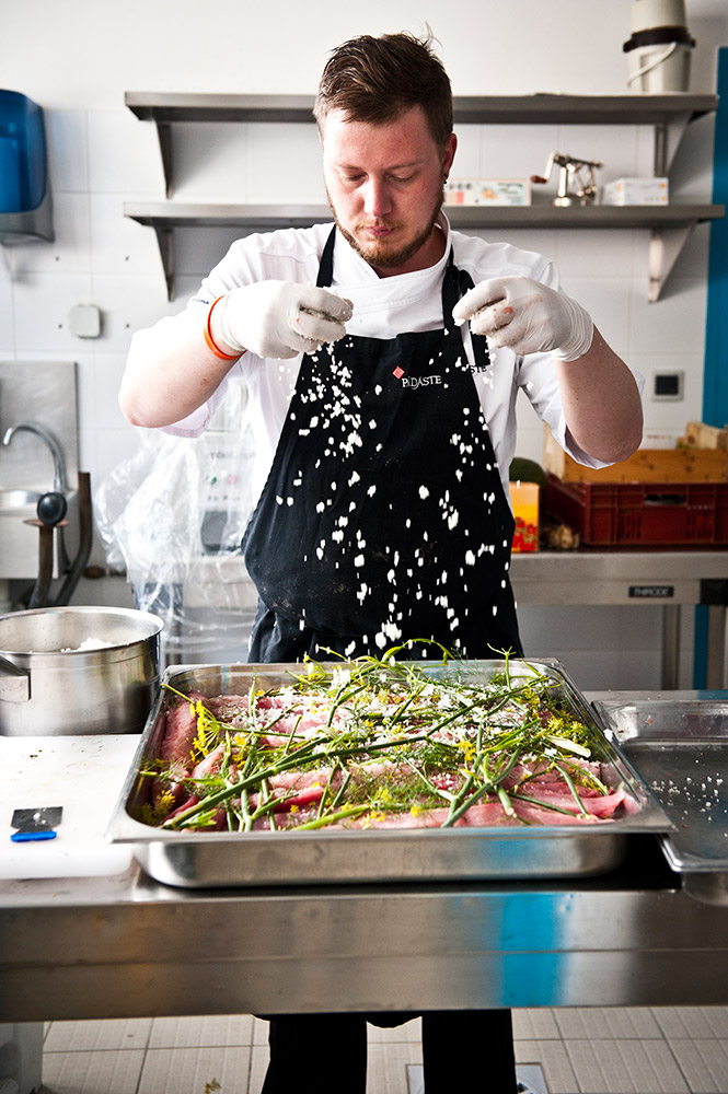 Déjeuner au vert avec Alexandre Couillon (La Marine, Noirmoutier) & Peeter Pihel (Alexander Restaurant, Pädaste, Muhu, Estonie), Île d’Yeu, 2012